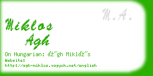 miklos agh business card